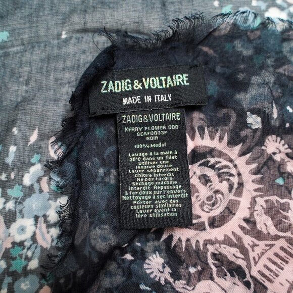 Zadig & Voltaire Kerry Flower Dog Square Scarf - Picture 5 of 5